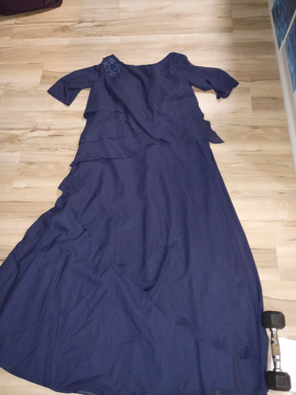 Navy Blue Open Sleeve Formal dress
